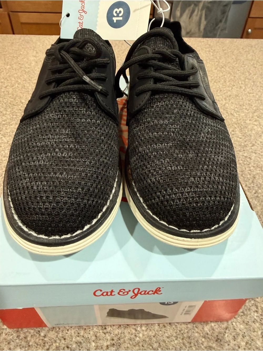 Cat & Jack Toddler Elijah Knit Shoes, Black, Size 13T, NEW!